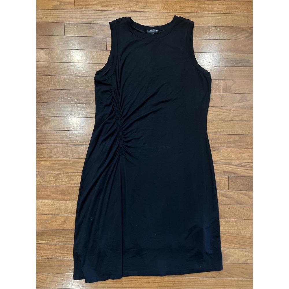 ELOQUII Black Sleeveless Ruched Midi Dress Size 18/20 Stretch Lined